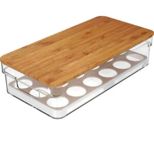 Organizador Porta18 Ovos Geladeira Tampa Bambu Clear Fresh Ou