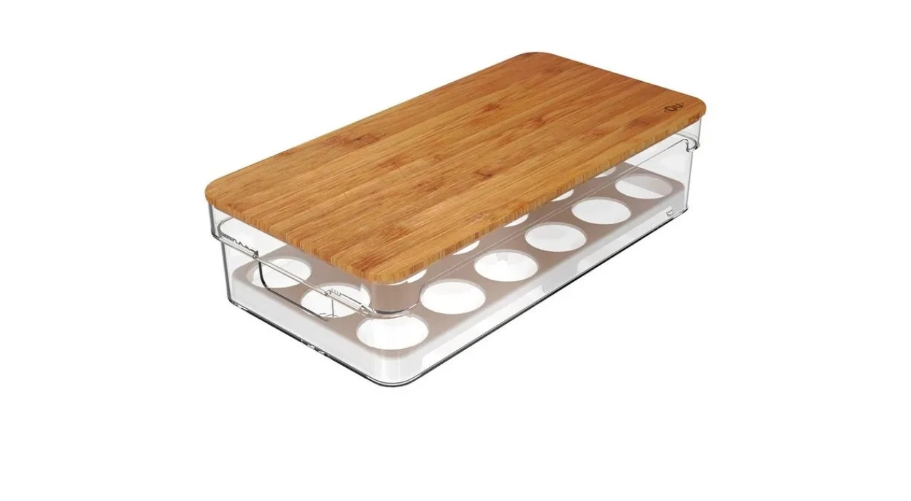 Organizador Porta 18 Ovos Geladeira Tampa Bambu Clear Fresh Ou