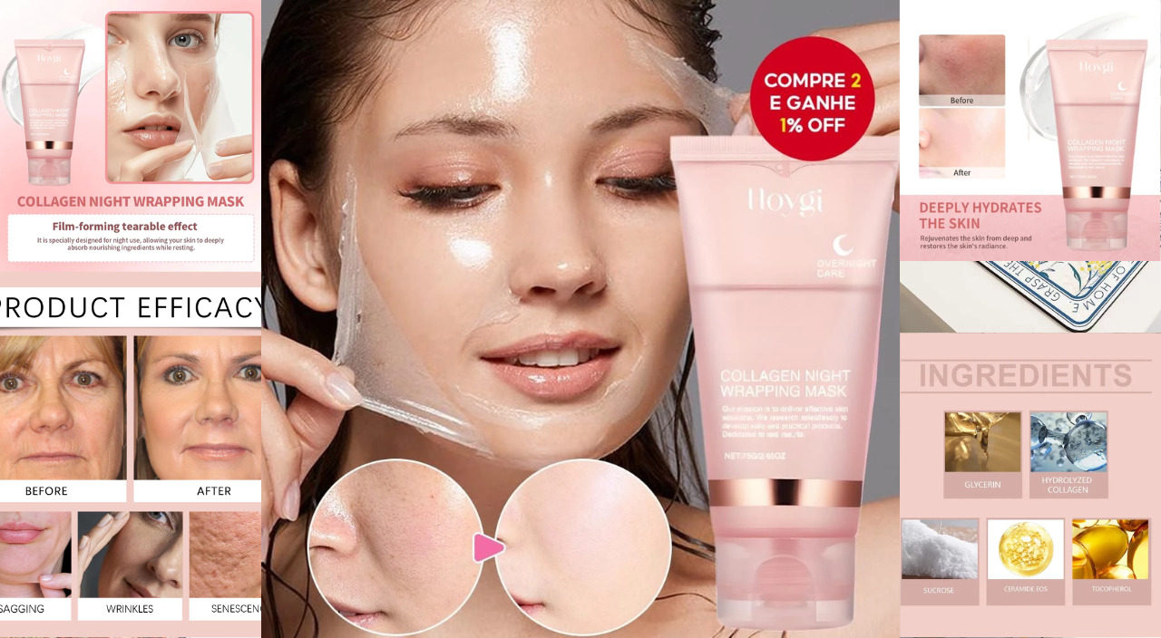 Sua Pele Merece! Máscara de Colágeno Noturna Coreana com Efeito Rejuvenescedor
