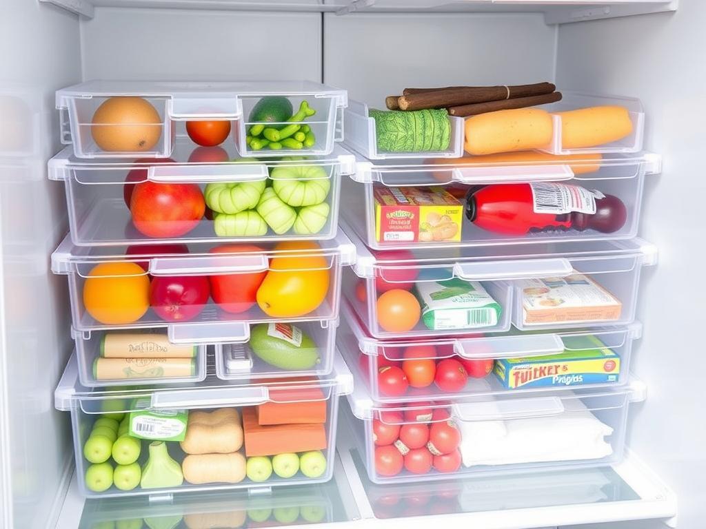 Kit organizador transparente para geladeira com vários compartimentos para achadinhos para organização